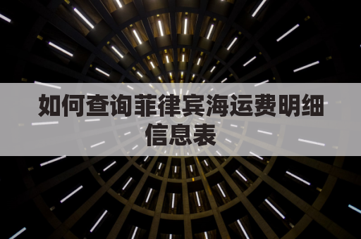 如何查询菲律宾海运费明细信息表(走菲律宾海运一方多少钱)