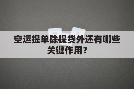 空运提单除提货外还有哪些关键作用？