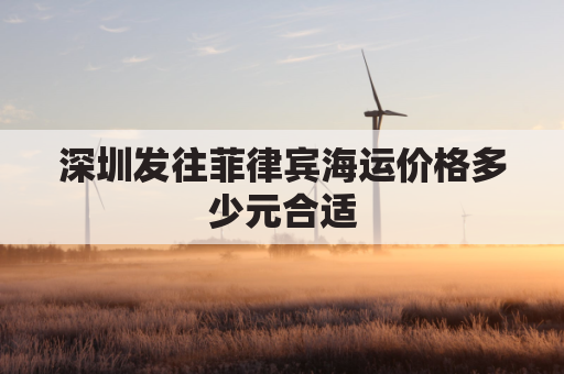 深圳发往菲律宾海运价格多少元合适(深圳到菲律宾海运专线需要多久)
